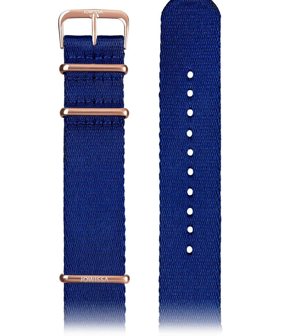 Front View of 22mm Blue / Rose Watch Strap E3.1295 by Jowissa
