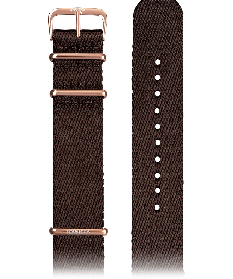Front View of 22mm Brown / Rose Watch Strap E3.1299 by Jowissa