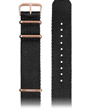 Load image into Gallery viewer, Front View of 22mm Black / Rose Watch Strap E3.1301 by Jowissa
