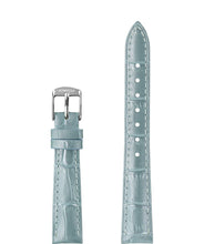 Charger l&#39;image dans la galerie, Front View of 15mm Blue / Silver Pearl Croco Watch Strap E3.1455.M by Jowissa
