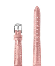 Charger l&#39;image dans la galerie, Front View of 15mm Rose / Silver Pearl Croco Watch Strap E3.1477.M by Jowissa
