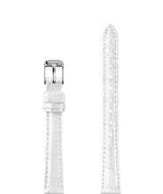 Lade das Bild in den Galerie-Viewer, Front View of 12mm White / Silver Glossy Croco Watch Strap E3.1484.S by Jowissa
