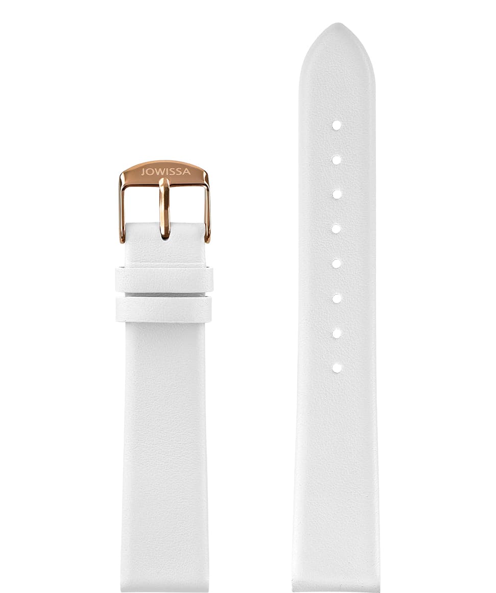 Front View of 18mm White / Rose Plain Mat Watch Strap E3.1483.L by Jowissa