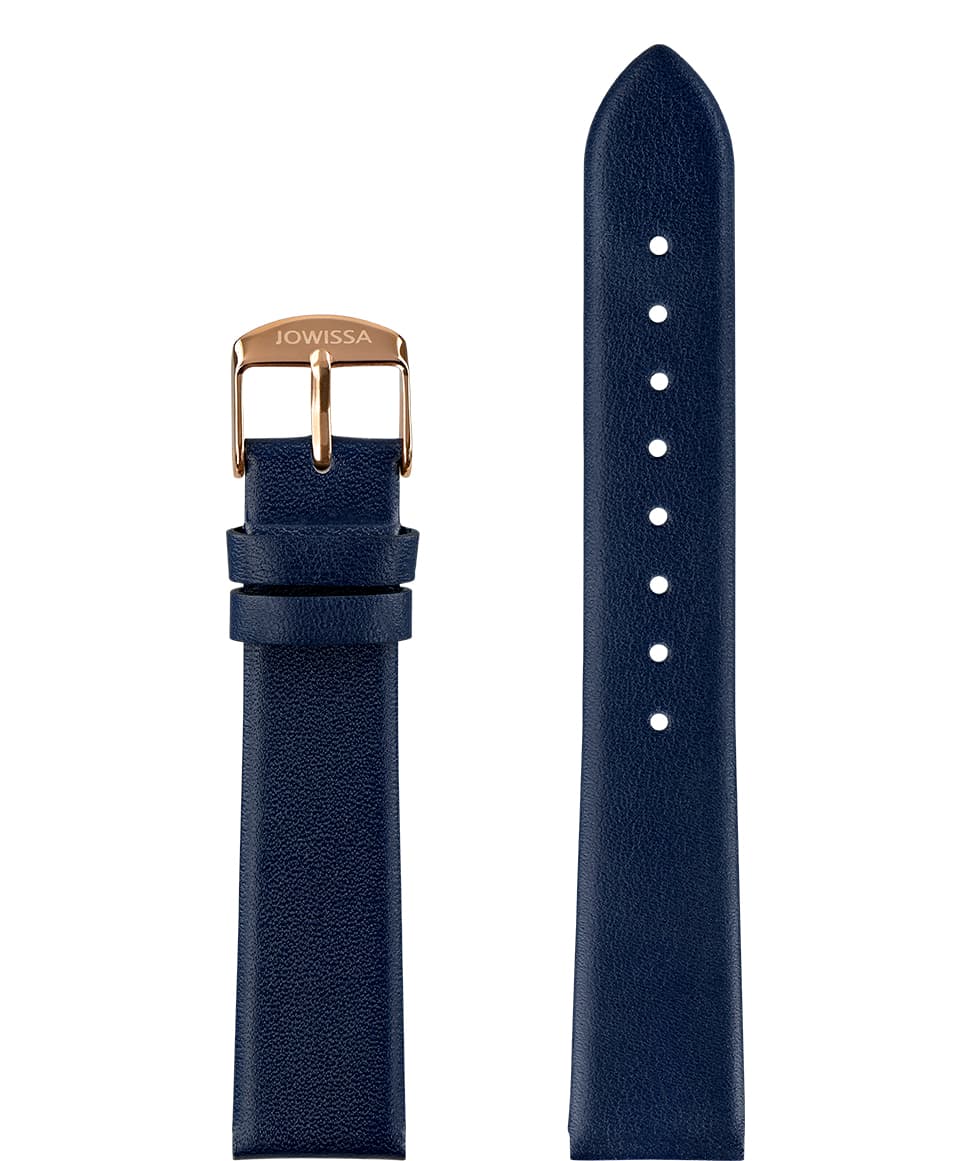 Front View of 18mm Blue / Rose Plain Mat Watch Strap E3.1449.L by Jowissa