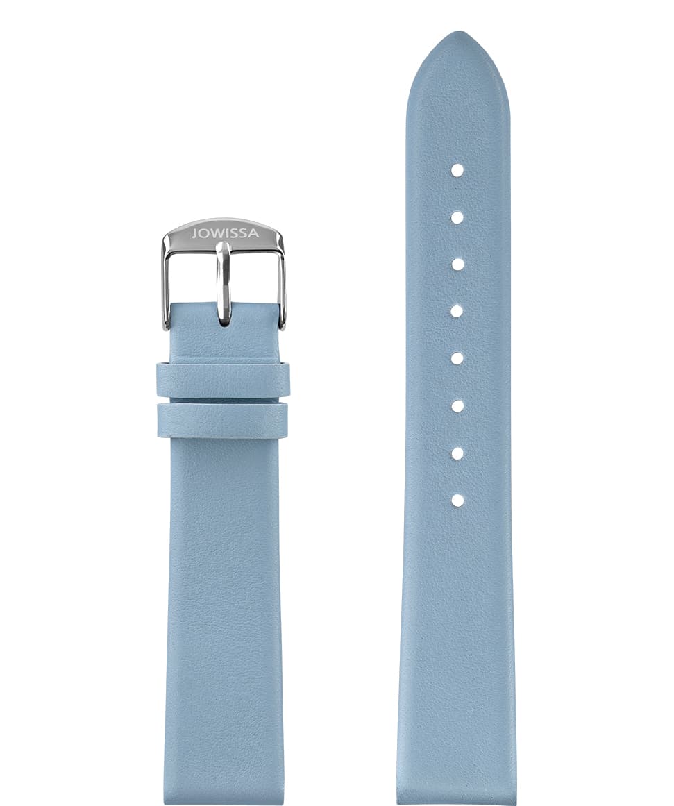 Front View of 18mm Blue / Silver Plain Mat Watch Strap E3.1456.L by Jowissa
