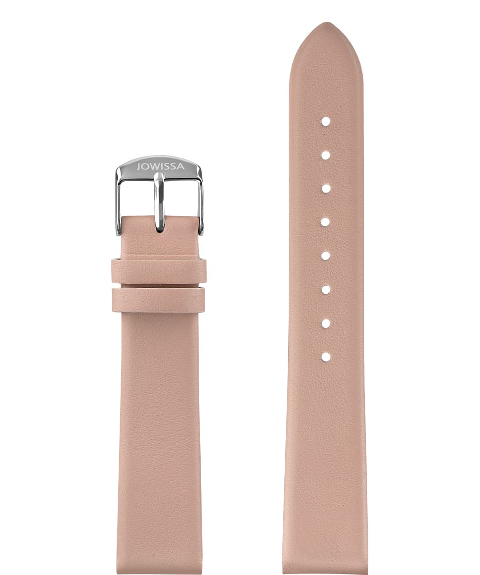 Front View of 18mm Rose / Silver Plain Mat Watch Strap E3.1478.L by Jowissa