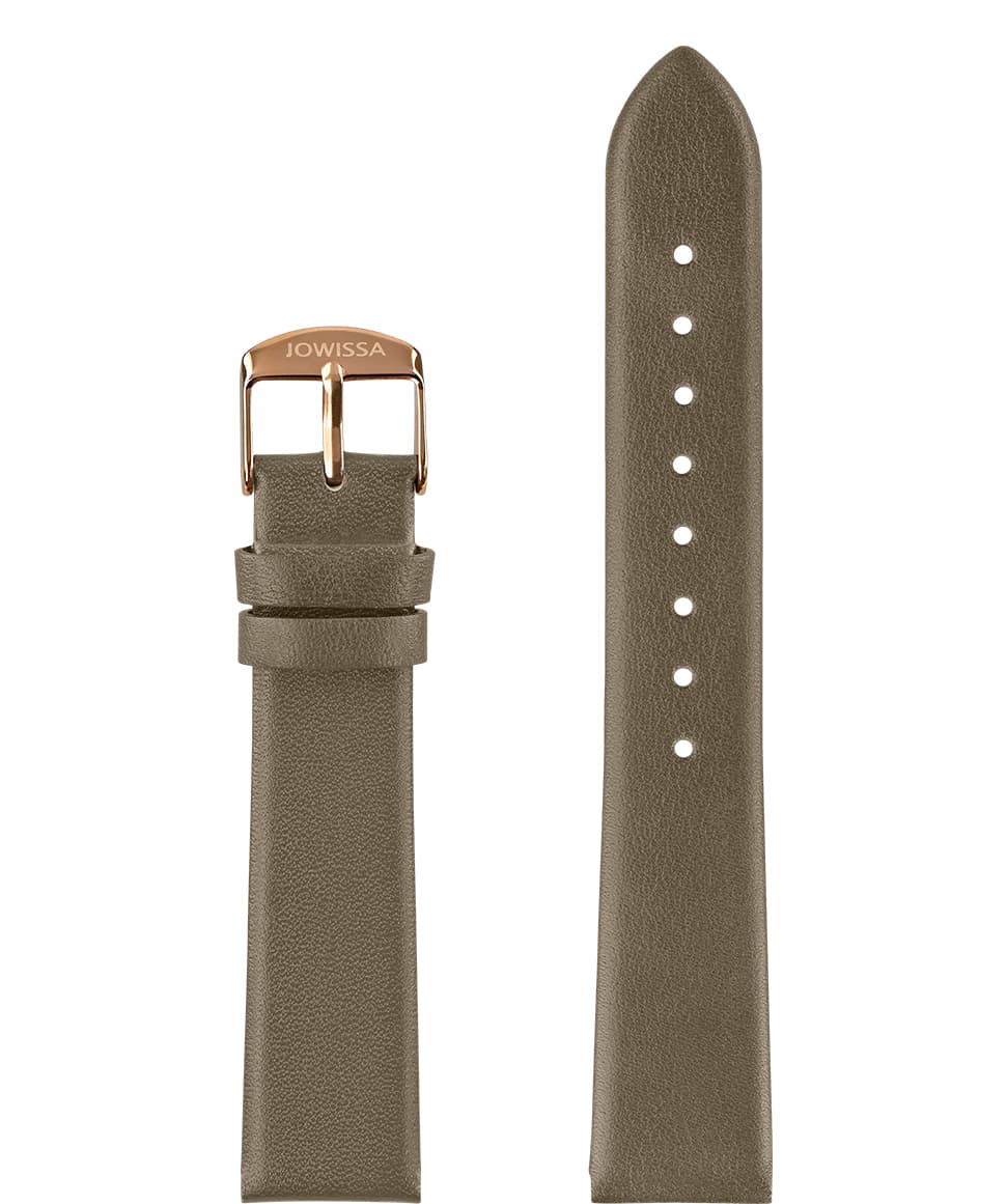 Front View of 18mm Grey / Rose Plain Mat Watch Strap E3.1479.L by Jowissa