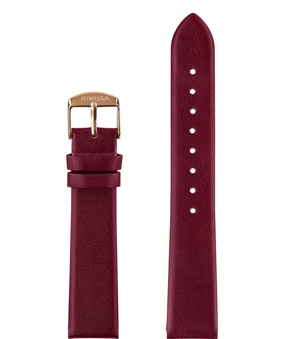 Front View of 18mm Bordeaux / Rose Plain Mat Watch Strap E3.1459.L by Jowissa
