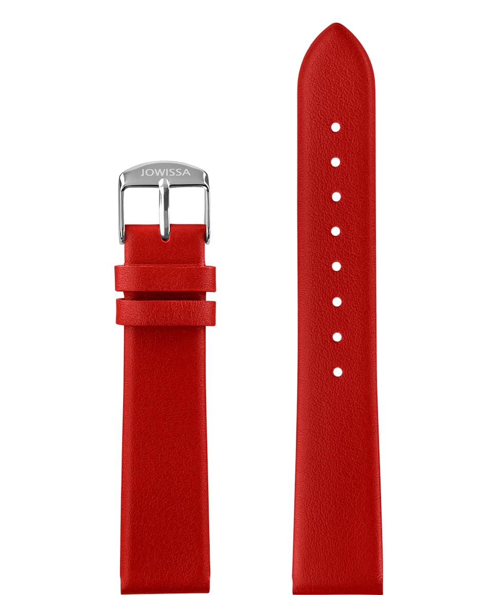 Front View of 18mm Red / Silver Plain Mat Watch Strap E3.1476.L by Jowissa
