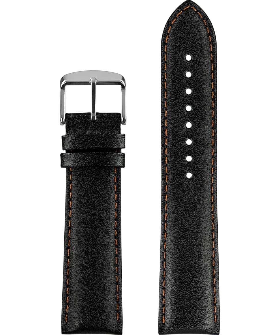 Front View of 22mm black Watch Strap E3.1363 by Jowissa