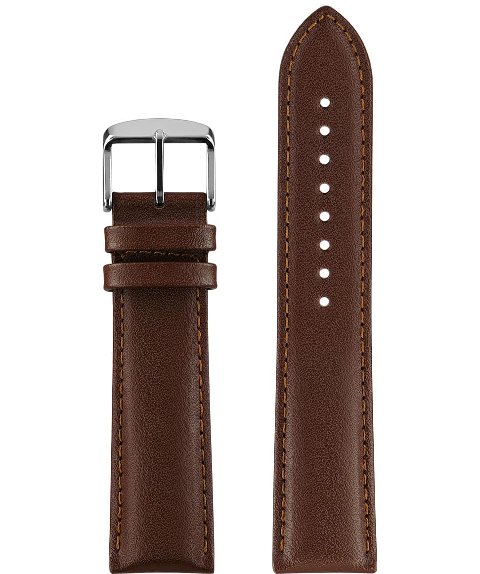 Front View of 22mm Brown / Silver Watch Strap E3.1364 by Jowissa