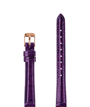 Charger l&#39;image dans la galerie, Front View of 12mm purple / rose Glossy Croco Watch Strap E3.1473.S by Jowissa

