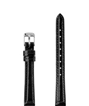 Load image into Gallery viewer, Front View of 12mm black Glossy Croco Watch Strap E3.1445.S by Jowissa
